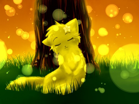 _sleeping_by_a_tree__by_spottedfire_cat-d3r6phk